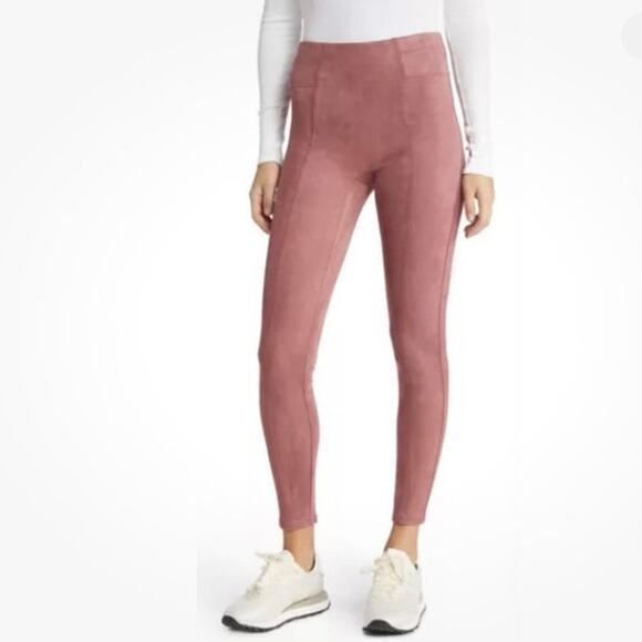 Spanx Faux Suede Leggings Rich Rose Pink Size Medium‎ - Picture 1 of 10